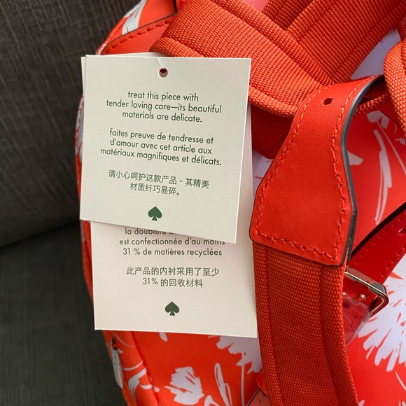 NWT Kate Spade “karissa” backpack orange/white main image 10